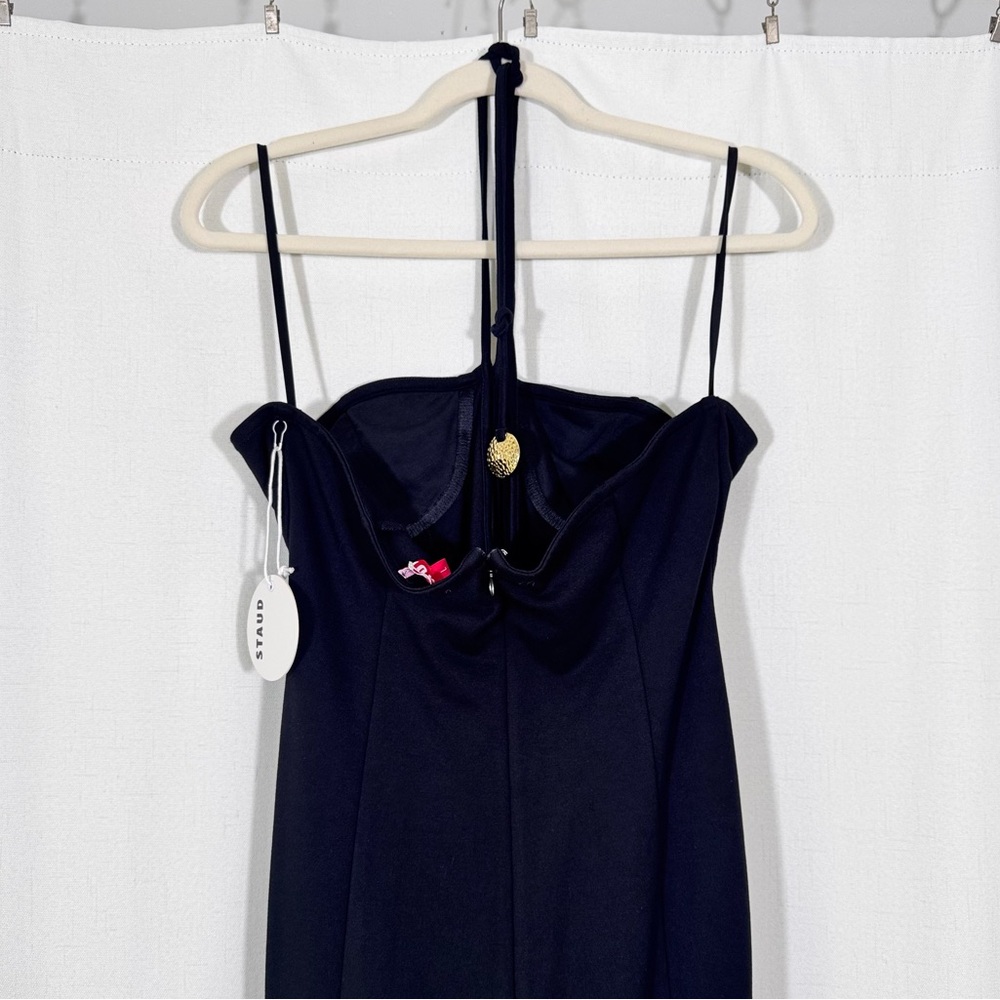 NWT Staud Bardot Black Halter Neck Keyhole Maxi Dress - Picture 6 of 9